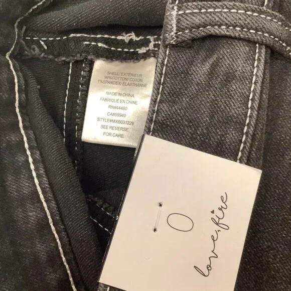 New LOVE FIRE Cargo Denim Maxi Jean Skirt Black Size 0 Love Fire Back Slit Tags - Picture 6 of 9